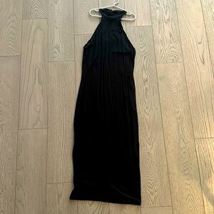 Black maxi fitted high neck dress
